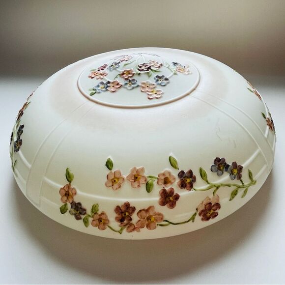 Vintage Other - Antique 14"  White Satin Glass Opaque Boudoir Ceiling Shade Dome